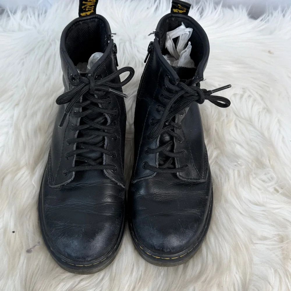 Dr. Martens 1460 J Black Leather Side Zip Combat Boots Size US 5L 4M